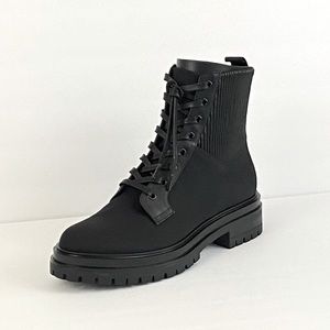 New Gianvito Rossi Nylon Leather Trim Embellishment Combat Boots
